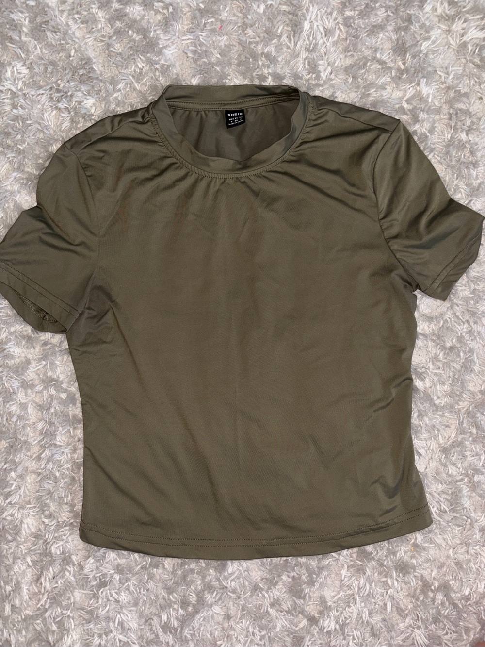 SHEIN Olive Green Short Sleeve Crewneck Tee